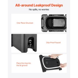 Juoma-annostelija eristetty 19 l 2 kpl kuuma ja kylmä elintarvikekelpoinen musta