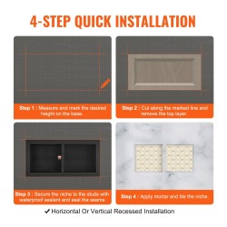 Suihkuseinäsyvennys XPS-muovinen 10x40,64x81,28cm kaksitasoinen vesieristetty seinään upotettava musta