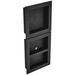 Suihkuseinän hyllysyvennys XPS muovi kolmitasoinen 40 6x40 6 ja 40 6x50 8 cm musta laatoitettava