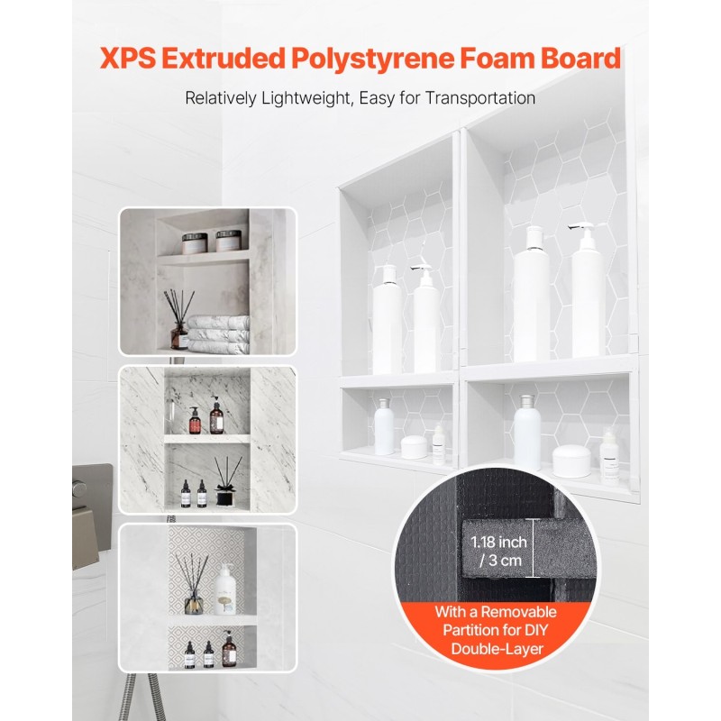 Seinäsyvennys suihkuun XPS-muovi 10,2x40,6x81,3 cm 2 kpl vesitiivis