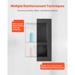 Upotettava suihkulokero XPS 40,6×50,8×10,2 cm siirrettävä välitaso vesitiivis musta