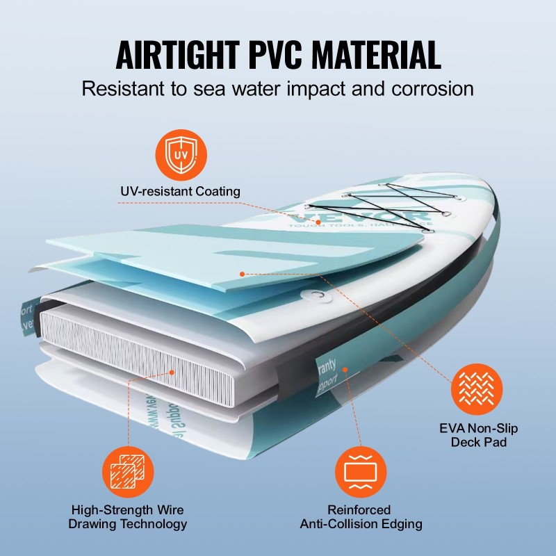 Ilmatäytteinen SUP-lauta PVC-muovi 3352×838×152 mm liukumaton kansi varustepaketti