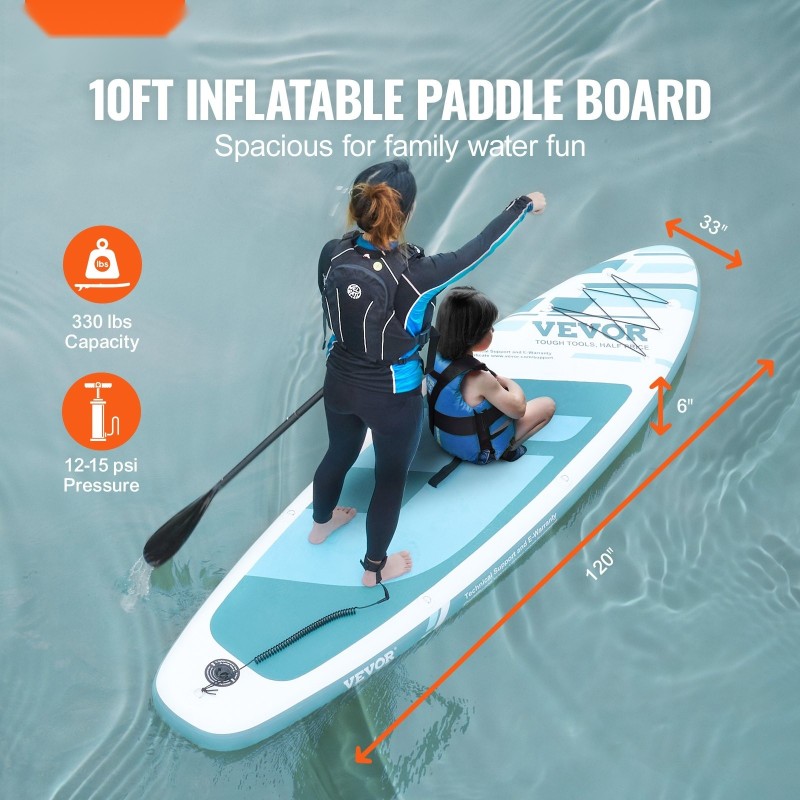 Ilmatäytteinen PVC SUP-lauta pituus 305 cm leveys 84 cm paksuus 15 cm