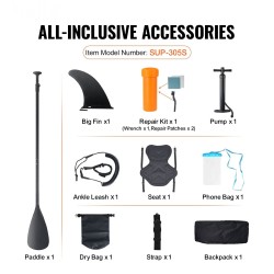 Ilmatäytteinen SUP-lauta PVC-materiaalista 3048×838×152 mm irrotettavalla istuimella nuorille ja aikuisille