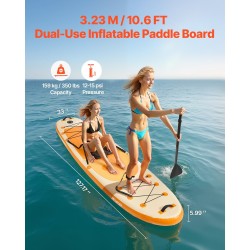 Ilmatäytteinen SUP lauta PVC-muovi 323 cm 84 cm 15 cm istuimella