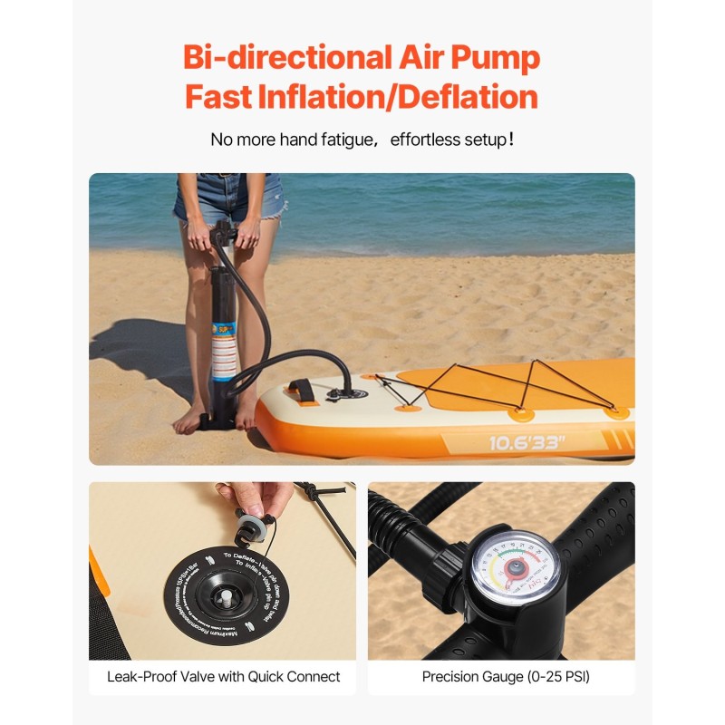 Ilmatäytteinen SUP lauta PVC-muovi 323 cm 84 cm 15 cm istuimella