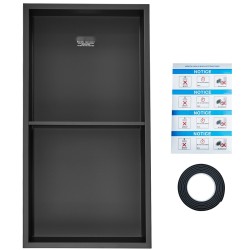 Seinään upotettava suihkuseinäsyvennys 304 ruostumaton teräs 10x33,02x63,5 cm kaksitasoinen musta vesitiivis