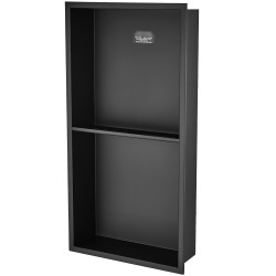 Seinään upotettava suihkuseinäsyvennys 304 ruostumaton teräs 10x33,02x63,5 cm kaksitasoinen musta vesitiivis
