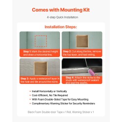 Upotettava suihkunišši 304-ruostumatonta terästä 33x33x10,2 cm yksihyllyinen musta