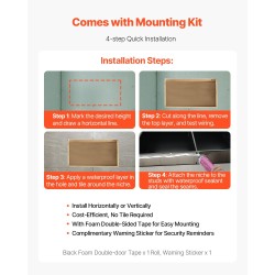 Upotettava suihkuhylly 304-ruostumattomasta teräksestä 10,2×33×63,5 cm vedenpitävä