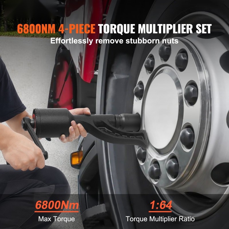 Vääntömomentin moninkertaistaja 1:64 6800 newtonmetriä 1 tuuman neliöpää seosteräs 4 hylsyä säilytyslaukku