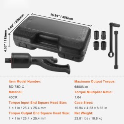 Vääntömomentin moninkertaistaja 1:64 6800 newtonmetriä 1 tuuman neliöpää seosteräs 4 hylsyä säilytyslaukku