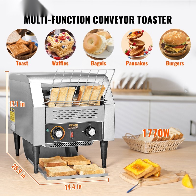 Kuljetinpaahdin ruostumattomasta teräksestä ammattikeittiöille yli 300 viipaletta tunnissa