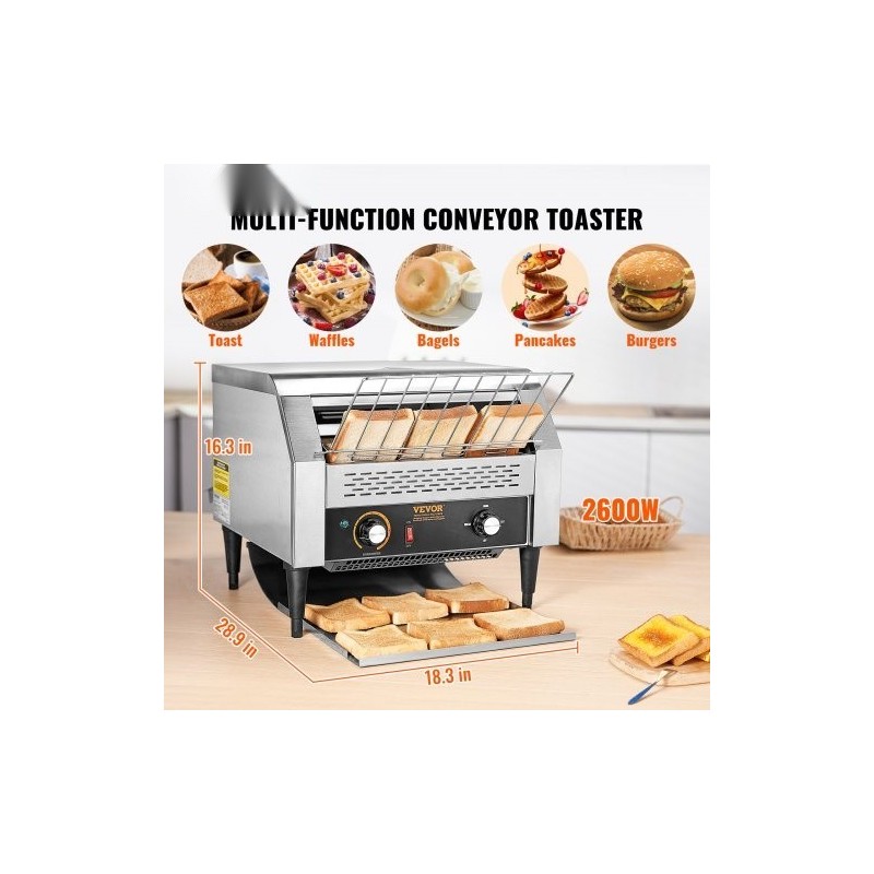 Kuljetinleivänpaahdin ruostumattomasta teräksestä yli 450 viipaletta tunnissa ammattikeittiöön