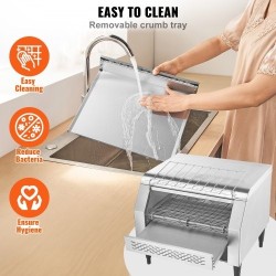 Kuljetinleivänpaahdin ruostumattomasta teräksestä yli 450 viipaletta tunnissa ammattikeittiöön