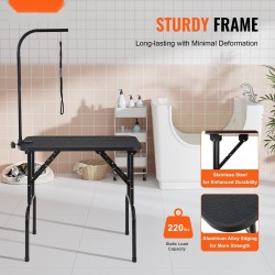 Trimmauspöytä ruostumattomasta teräksestä 808 x 460 mm taittuva pienille ja keskikokoisille koirille