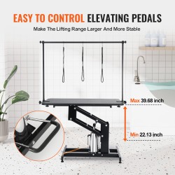 Hydraulinen trimmauspöytä ruostumattomasta teräksestä keskikokoisille ja pienille koirille