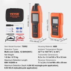 Maanalainen kaapelinhakija ABS-kotelolla, 12–600 V, enintään 2,5 m syvyys, 2000 m