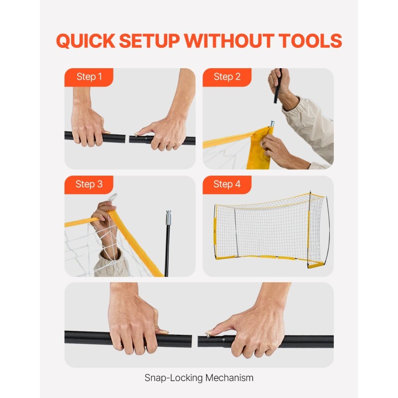 Jalkapallomaali teräs- ja lasikuiturunko PE-verkolla koko 12x6 pihalle ja harjoitteluun