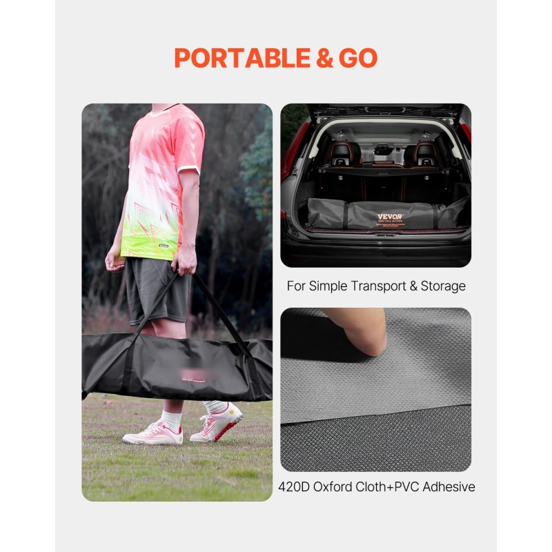 Jalkapallomaali teräs- ja lasikuiturunko PE-verkolla koko 12x6 pihalle ja harjoitteluun