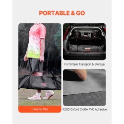 Jalkapallomaali 12x6 ft teräs- ja lasikuiturunko PE-verkko kuljetuspussi 6 maakiilaa