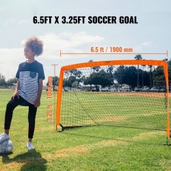 Kokoontaitettava jalkapallomaali lasikuiturunko Dacronverkko noin 6.5x3.25 jalkaa lapsille kantolaukulla