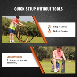 Kokoontaitettava jalkapallomaali lasikuiturunko Dacronverkko noin 6.5x3.25 jalkaa lapsille kantolaukulla