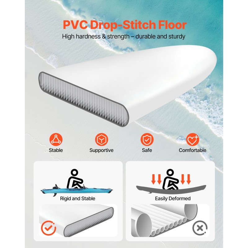 Ilmatäytteinen kajakki 2 henkilölle jäykkä PVC-pohja 318 kg kantavuus