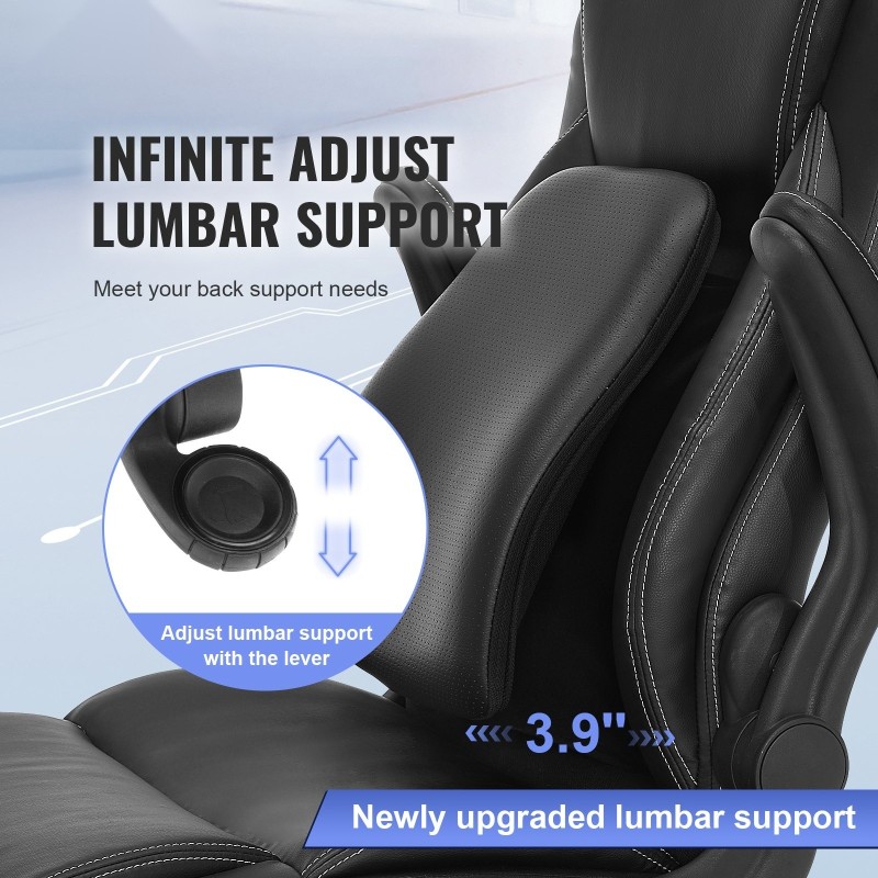 Toimistotuoli korkea selkä PU-nahka säädettävä ristiseläntuki kaksikerroksinen istuinpehmuste ylös kääntyvät käsinojat