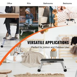 Taitettava yksitasoinen teräsjakkara 150 kg kantavuus kolme säädettävää korkeutta liukumaton askelma