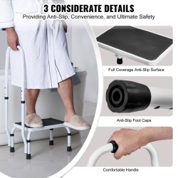 Taitettava teräsaskeljakkara tukikahvalla 150 kg kantavuus kolmiportainen liukuesteaskelma