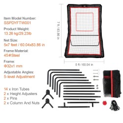 Palautusverkko teräsrunko 32 mm 1524 x 2133,6 mm ulkokäyttöön säädettävä kulma