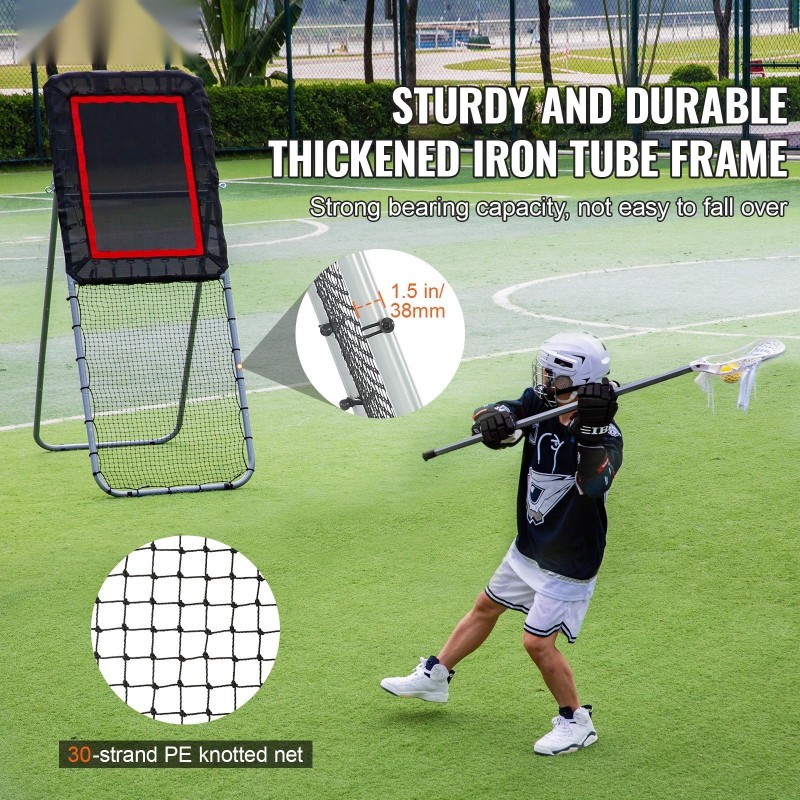 Taittuva teräsrunkoinen harjoitusverkko PVC-pomppukankaalla 3x8 jalkaa kaksoisverkko 3-portaisella kulmansäädöllä