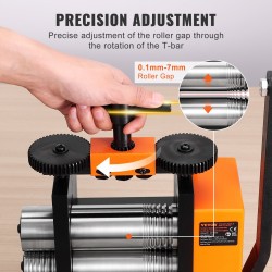 Valssauskone 76 mm kolmitoiminen levy neliölanka puolipyöreät profiilit 0,1–7 mm 1:2