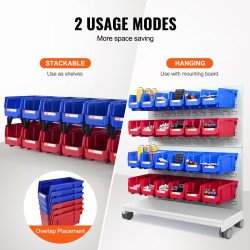 Pinoitettavat PP-muoviset säilytyslaatikot 276x139x128mm 12 kpl sininen ja punainen