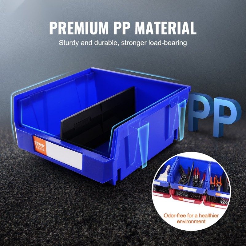 PP-muoviset pinoitettavat säilytyslaatikot 276×279×128 mm 6 kpl sininen ja punainen