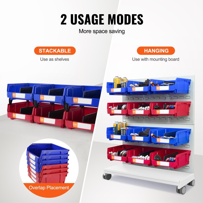 PP-muoviset pinoitettavat säilytyslaatikot 276×279×128 mm 6 kpl sininen ja punainen