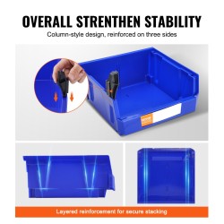 PP-muoviset pinoitettavat säilytyslaatikot 276×279×128 mm 6 kpl sininen ja punainen