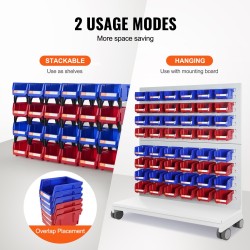 Pinottavat PP-muoviset säilytyslaatikot 137×105×78 mm 24 kpl ripustettavat sininen ja punainen