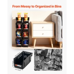 PP-muoviset pinottavat mustat laatikot 276x140x130 mm 8 kpl pienille osille