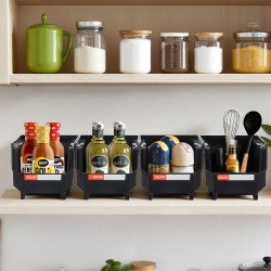 PP-muoviset pinottavat mustat laatikot 276x140x130 mm 8 kpl pienille osille