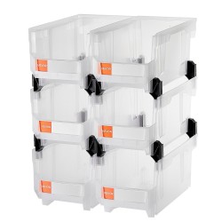 Pinottavat polypropeenimuovilaatikot 37,7 x 21,5 x 18 cm 6 kpl läpinäkyvät pientarvikkeille
