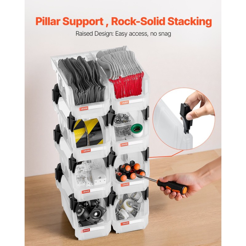 Pinottavat läpinäkyvät muovilaatikot PP-muovi 276x140x130 mm 8 kpl