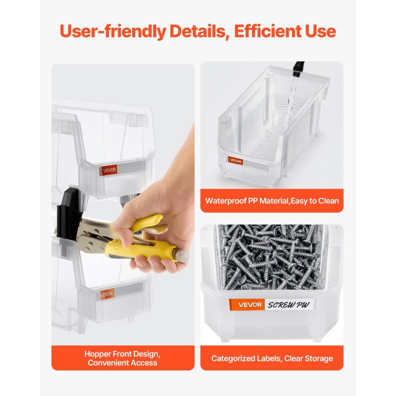 Pinottavat läpinäkyvät muovilaatikot PP-muovi 276x140x130 mm 8 kpl