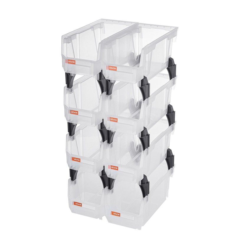 Pinottavat läpinäkyvät muovilaatikot PP-muovi 276x140x130 mm 8 kpl