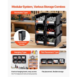 Pinottavat PP-muovilaatikot 377 x 215 x 180 mm 12 kpl musta läpinäkyvä