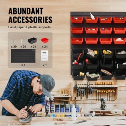 Seinäkiinnitettävä PP-muovilokerikko 48 lokeroa pinottava pienten osien säilytykseen