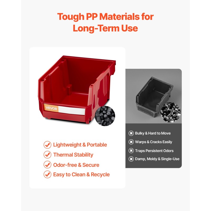 Seinäkiinnitteinen säilytysjärjestelmä 12 PP-muovilaatikkoa 3 teräskiskoa punainen pienosille