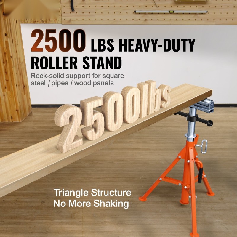 Rullateline 45-teräksestä 1134 kg kantavuus 700–1320 mm korkeussäädettävä putkille ja puulevyille