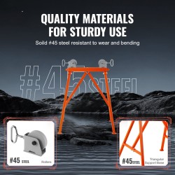 Putkiteline rullapäällä 45 teräs säädettävä 5,1–91,4 cm 1134 kg kantavuus